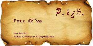 Petz Éva névjegykártya